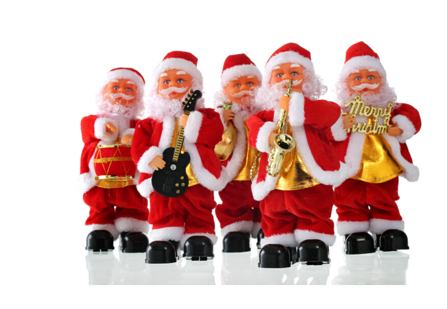 

2019 Free shipping Wholesales Blowing saxophone Christmas music old man electric step Christmas decorations doll children's toys