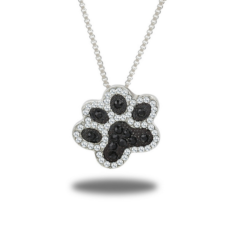 Moda donna IMPRONTA CANE GATTO GABBIA Perla Catena D/'Argento Ciondolo Collana Gioielli