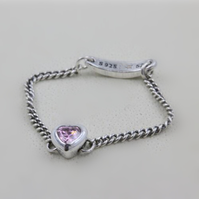 

2018 New 100% 925 Sterling Silver European Pandora Jewelry Spirited Heart Ring with Pink Cz Fashion Charm Ring For Women