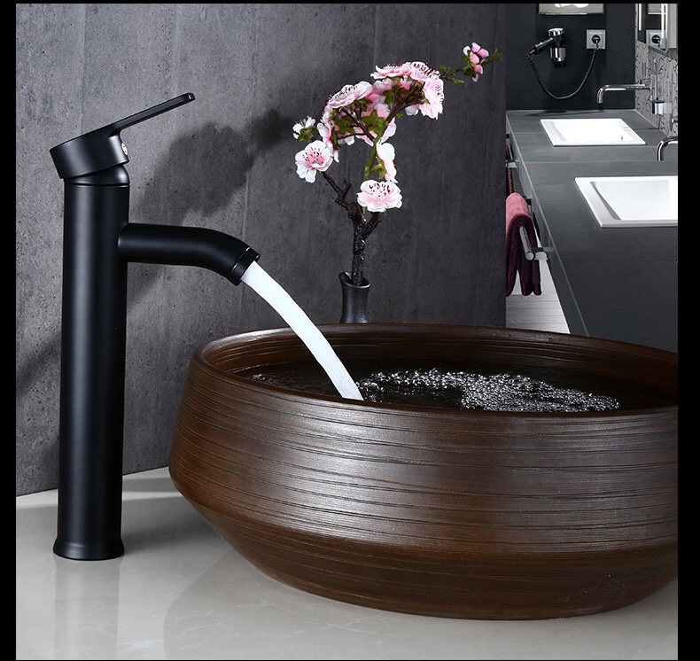

Stainless steel black basin faucet mixer Bathroom sink faucet Deck Mount Bath taps Faucet Water Sink tap crane torneira do anheiro