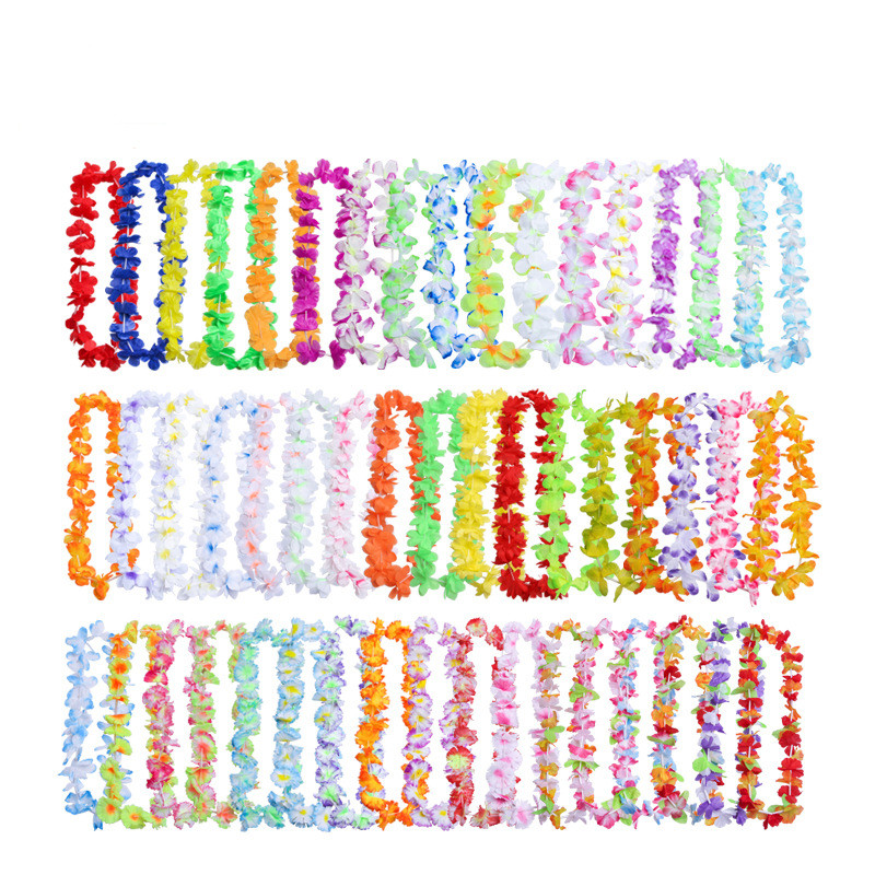 

50Pcs/lot Hawaiian Flower leis Garland Necklace birthday jungle Party event Decor hawaii party decorations Flowers DIY Wreat
