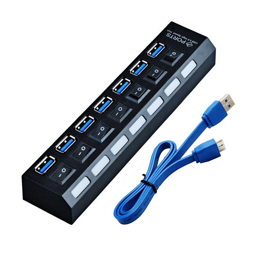 AC Power Adapter For PC Laptop 4 Ports Powered USB 3.0 HUB 5Gbps Super Speed