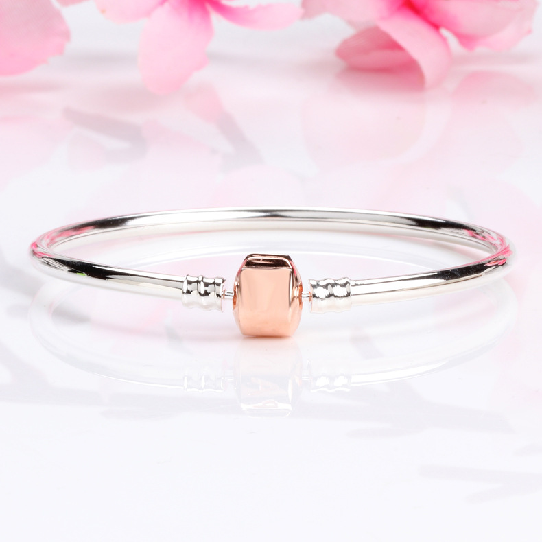 

Real S925 Streling Silver Bangle glod plated Bracelet fit Pandora Charms European Beads Bracelet Jewelry DIY Making 10pcs/lot free ship