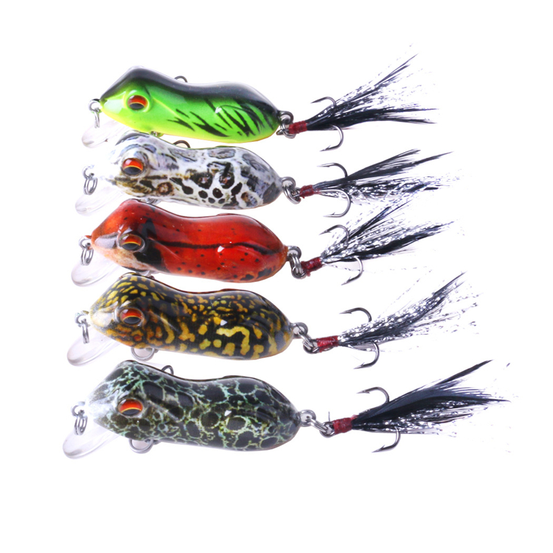 

Brand Bionic Ray Frogbait lure 5cm 6g Floating Swimming Plastic Popper crankbait hooks With Plastic Box