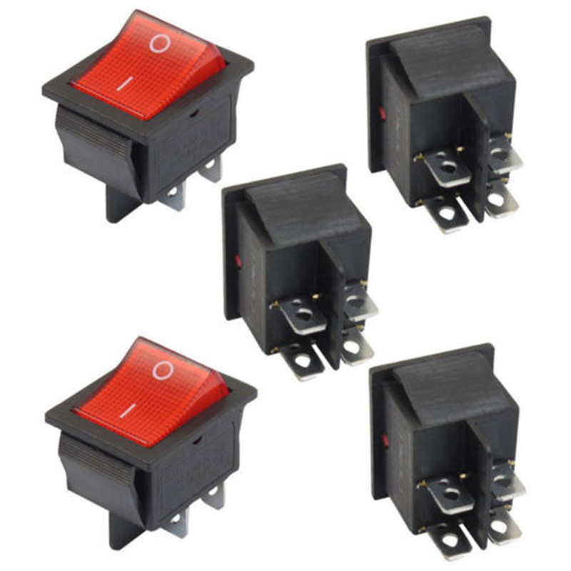 Rojo Redondo Iluminado interruptor 12 Voltios On Off SPST