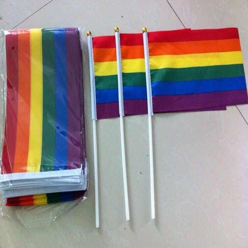 hot sale 58 inches rainbow flag free small size flag 1421 cm colorful flag 100pcs lot-image-410665091