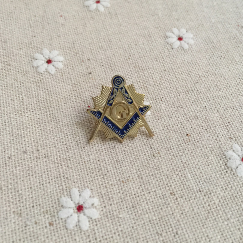 

100pcs Blue Lodge Masonic Pins Custom Badge and Brooch Square and Compass with Sunburst Lapel Pin for the Freemason, Gray