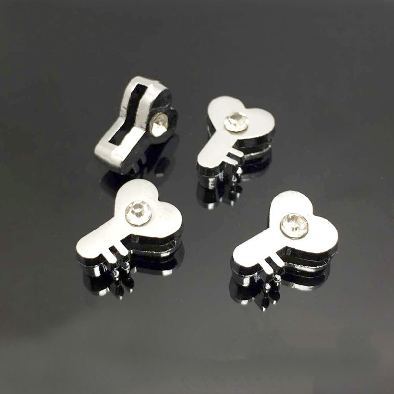 

10PCs 8mm Alloy one Rhinestone Key Slide Charms Slide Beads Fit DIY 8mm Bracelets Wristbands,Belt Straps, Bronze;silver