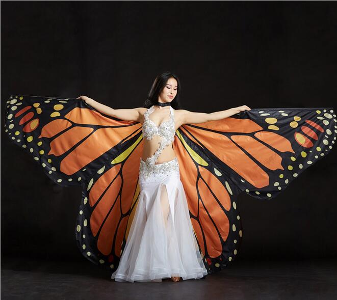 

360 open isis butterfly cape performance props arab egypt costume accessory phase colored ball free shipping, Kids orange