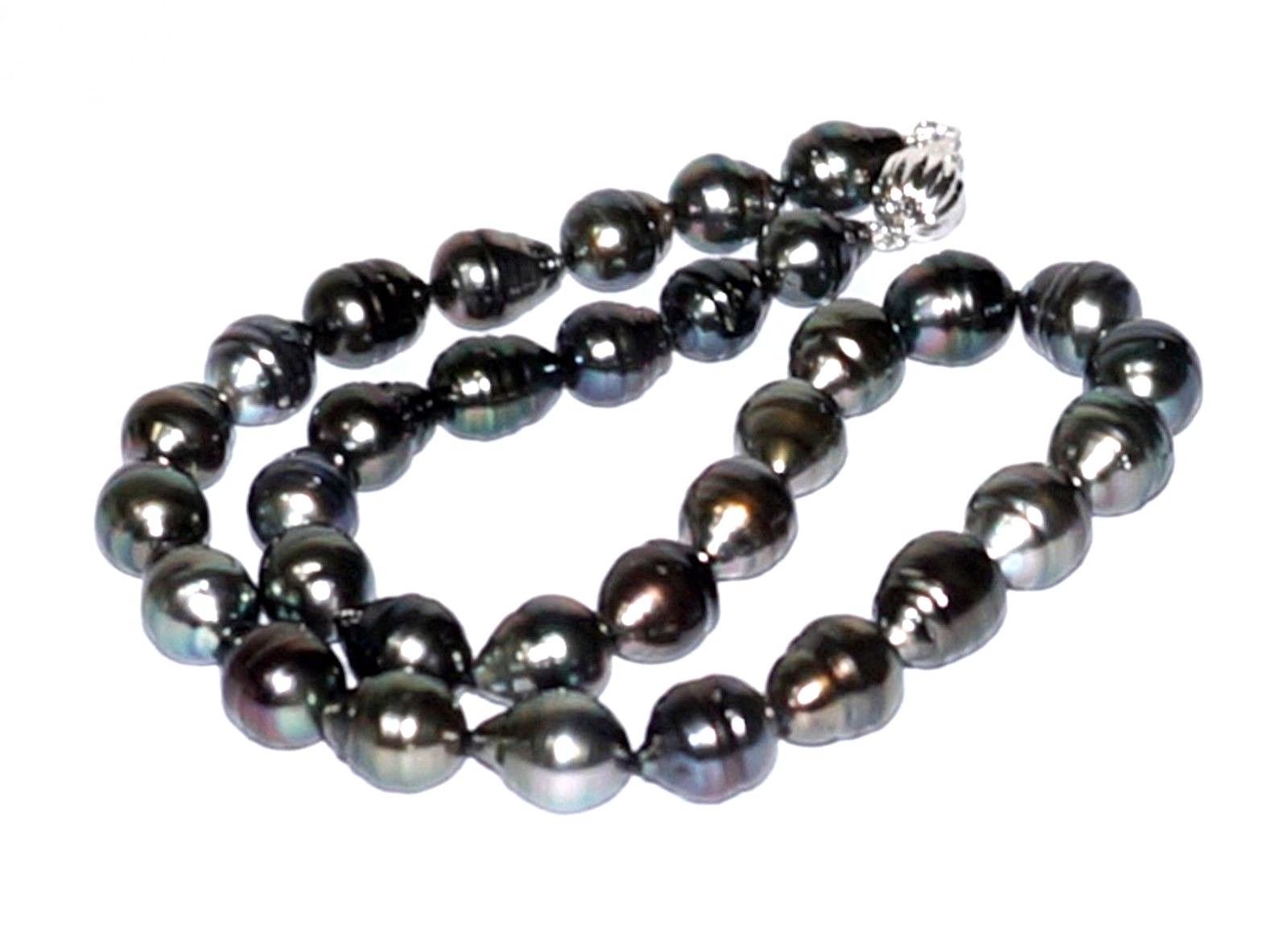 

Fine Pearls Jewelry RARE Natural Peacock Black Tahitian South Sea 33 pcs 9-13.5mm Pearl 18" Necklac