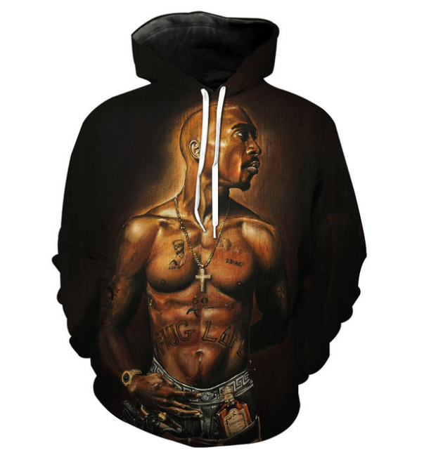 Nouvelle Mode Femmes / Hommes Harajuku Style 2pac Tupac Drôle 3D Imprimer Casual Crewneck Hoodies Plus La Taille LMS056