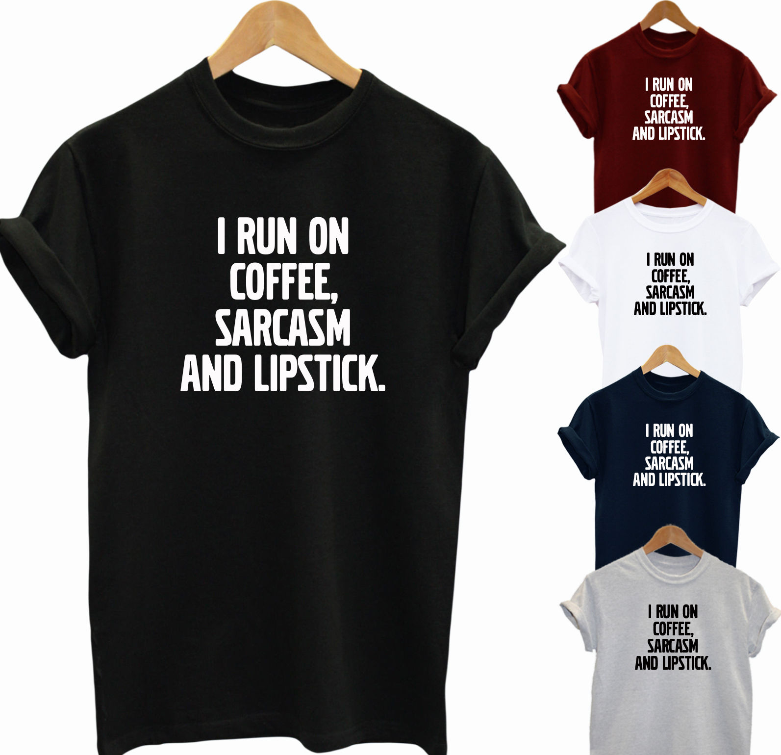 Sarcastic Tee Funny Quote Quote Tee This Girl Runs on Caffeine and Sarcasm Graphic Tee Quote Shirt Cute Quote Tee