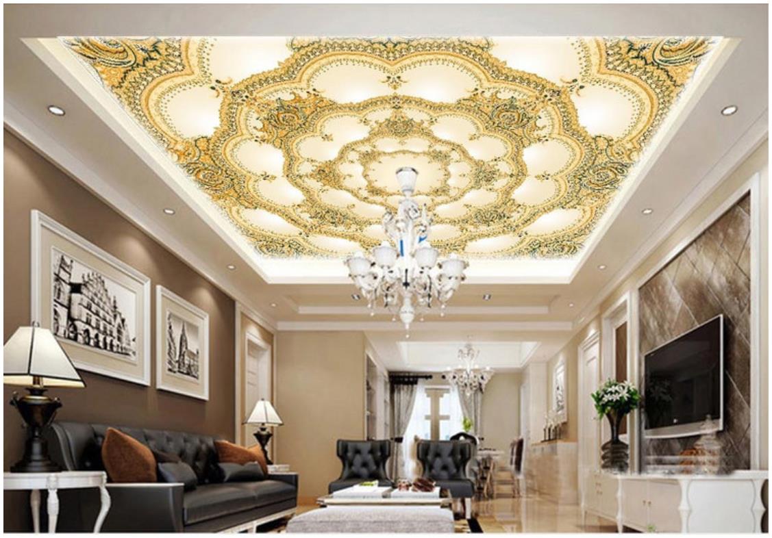 

Wholesale-Custom 3d wallpaper for walls 3d ceiling wallpaper murals European pattern ceiling mural wallpaper 3d living room wall decoration, Custom any size