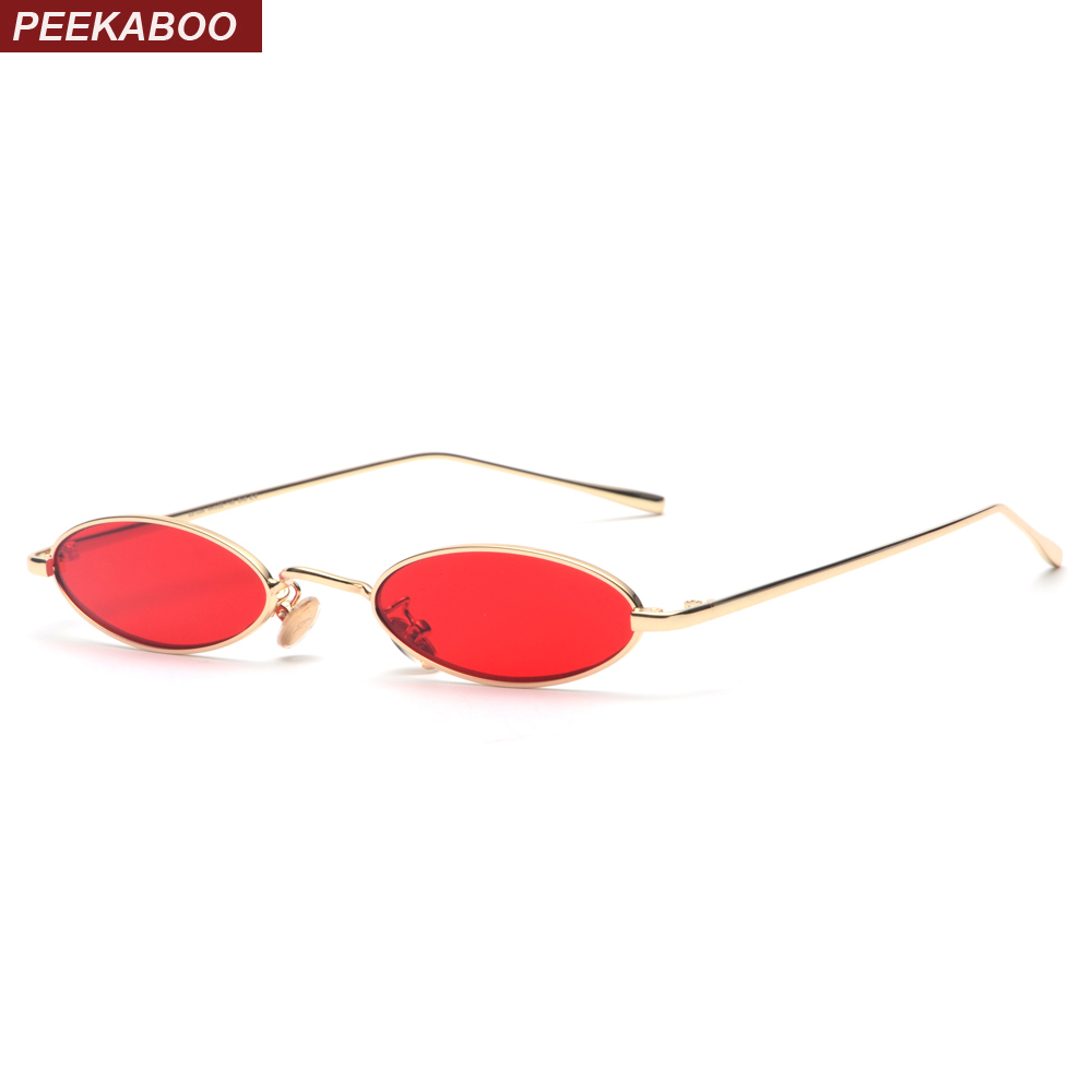 

Peekaboo small oval sunglasses for men male retro metal frame yellow red vintage small round sun glasses for women 2018