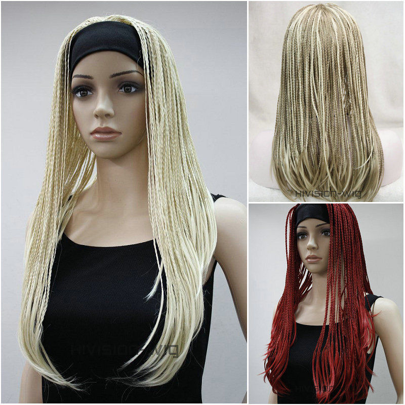 

Ladies wig braids wigs 3/4 half wig Headband Cosplay Fancy party wig +Wig cap