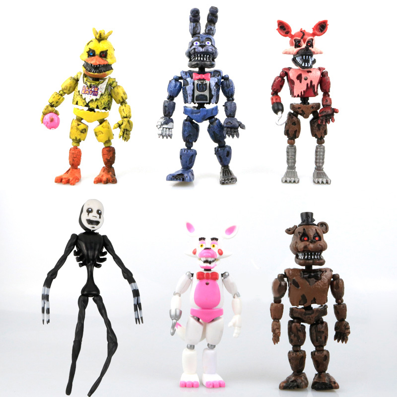 

6pcs/set At Freddy's Five Nights PVC Action figure 17cm Bonnie Foxy Freddy toys 5 Fazbear Bear Doll baby toys for Christmas gift
