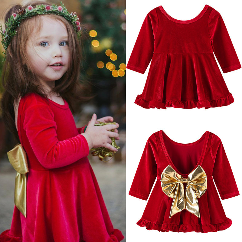 baby girl red velvet christmas dresses