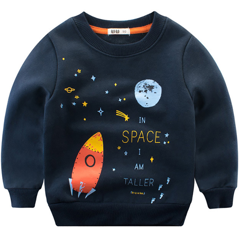 Cotton Sweatshirts For Boys Girls Cute Fun Space Designer Blouse Kids Hoodies Children Pullover Tops Autumn Winter Baby Clothing Y18102507