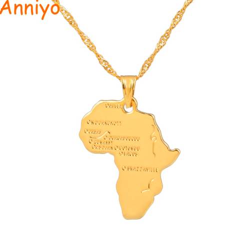 

Anniyo 9 Style Africa Map Pendant Necklace for Women/Men Silver/Gold Color Ethiopian Jewelry Wholesale African Maps Hiphop Item