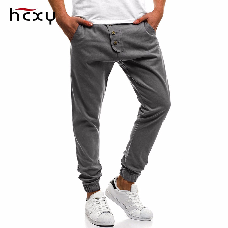 Pantalon de cargaison de couleur massif hommes hommes joggeurs pantalons décontractés pantalons de boutons d'été mode streetwear swingpants 2018