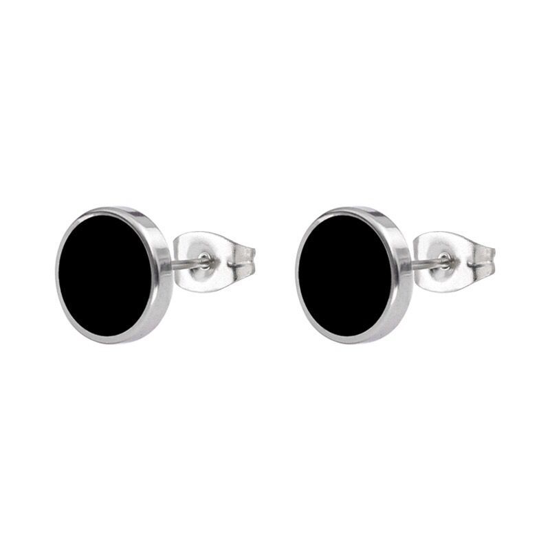 

Wholesale (TE-0031) Titanium steel Oil Drip Black Stud Earrings For Men Women Jewelry 4 Gold Color, Golden;silver