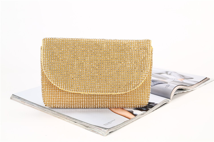 

Diamond handbags bags Manually Envelope shape Chain crystal clutch 3 colors gold silver black clutches for bridal and lady wear