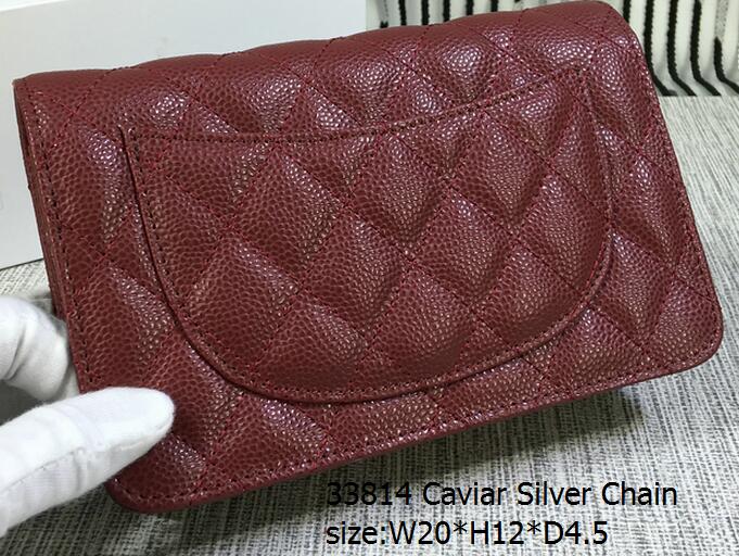 wine red Caviar Leather Silver HW