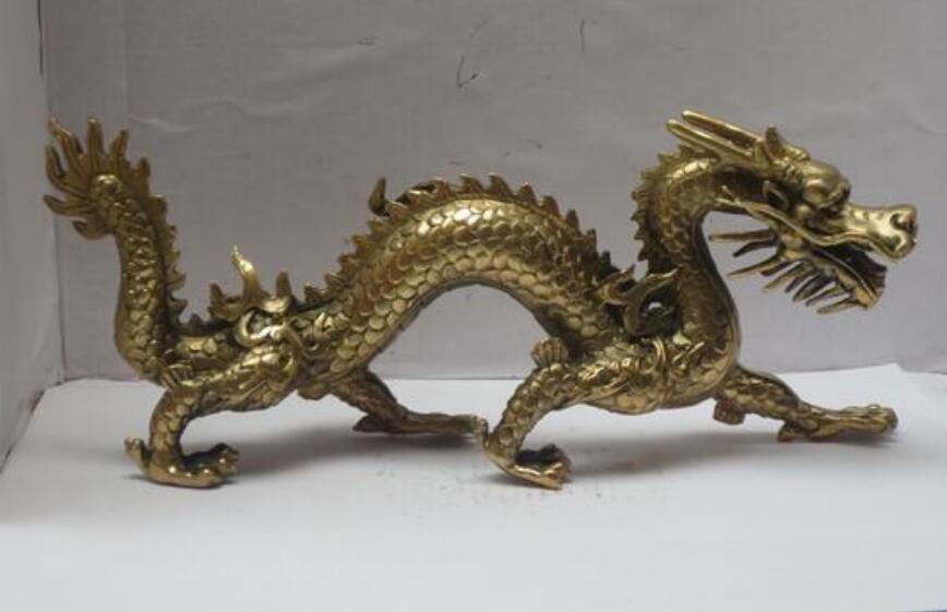 Beautiful Carved Copper Brass Bronze Dragon Turtle Small Statue Chinese