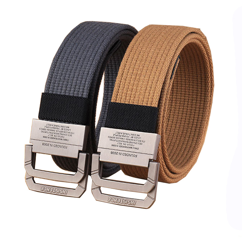 2 Paquetes Cinturones Militar Ajustable Todo-Fósforo con Hebilla de Anillo en D Negro para Hombres Mujeres ITIEZY Cinturón de Lona Hombre