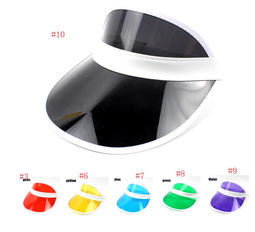

sun visor sunvisor party hat clear plastic cap transparent pvc sun hats sunscreen hat Tennis Beach elastic hats, Multi