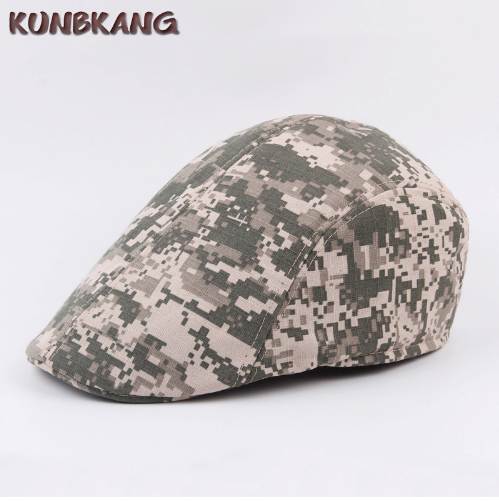 

New Fashion Camouflage Beret Cap Hat Men Women Outdoor Sports Visor Sun Hat Canvas Vintage Military Army Flat Berets Caps Gorras, Other