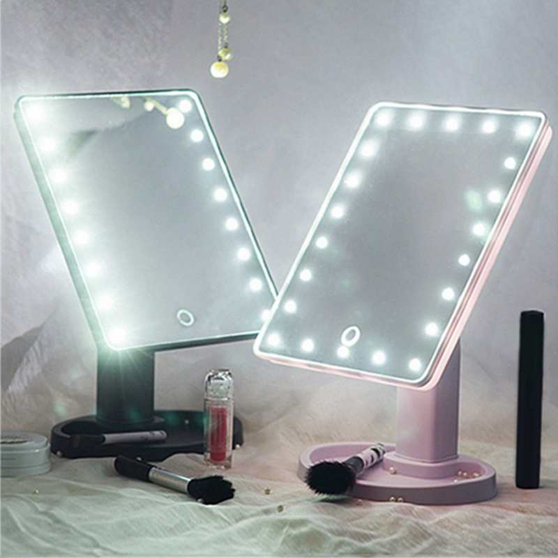 

360 Degrees Rotation Makeup Mirror Adjustable 16/22 Leds LED Touch Screen Portable Luminous Adjustable Cosmetic Mirrors J1430