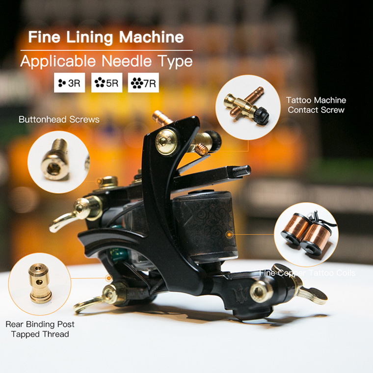 

Tattoo Machine Fine Lining Gun 10 Wraps Coils Alloy Frame Liner Tattoo Gun Pure Copper Coils WQ4146