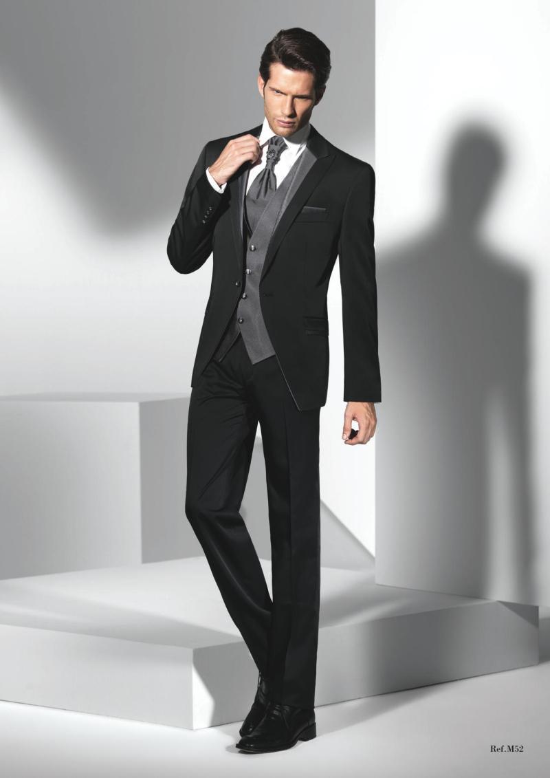 

Popular Groom Wear Black Groomsmen One Button Groom Tuxedos Peak Lapel Men Suits Wedding/Prom/Dinner Best Man Blazer(Jacket+Pants+Tie+Vest), Same as image