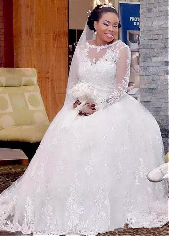 Vintage Vestido De Noiva Wedding Dresses Long Sleeves Tulle Lace Applique Scoop Modest Dubai Arabic Bridal Gowns-image-430033672