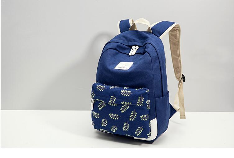 

Schoolbag Canva+Oxford fabric fabric Backpack The leisure fashion Striped backpack Outdoor travel bags High-capacity Knapsack A21, Blue