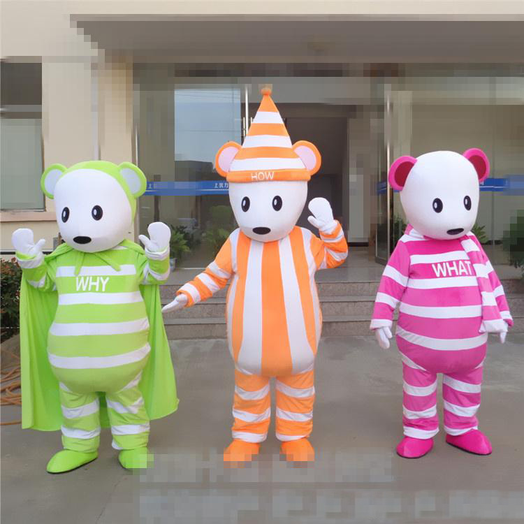 

2018 High quality Adult size Cartoon Bear Mascot Costume Halloween Christmas What/How/Why Bear Carnival Dress, Orange