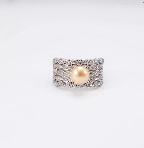 

ONE pc zircon solid sterling silver ring setting,vintage ring mounting, ring blank without pearl, jewelry DIY, gift DIY, Slivery;crystal