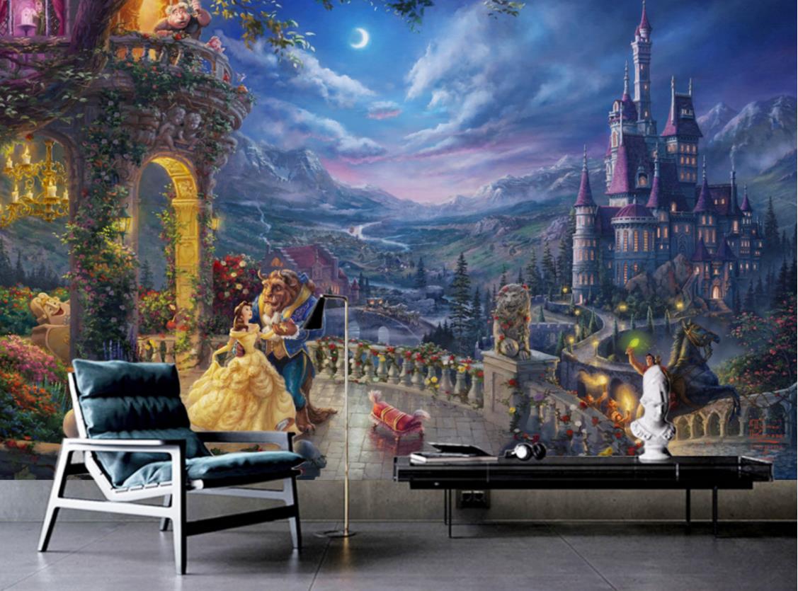 

European Retro Living room Bedroom 3d Background Cartoon Castle The Dining industry Decorates The Backdrop, As the picture shows