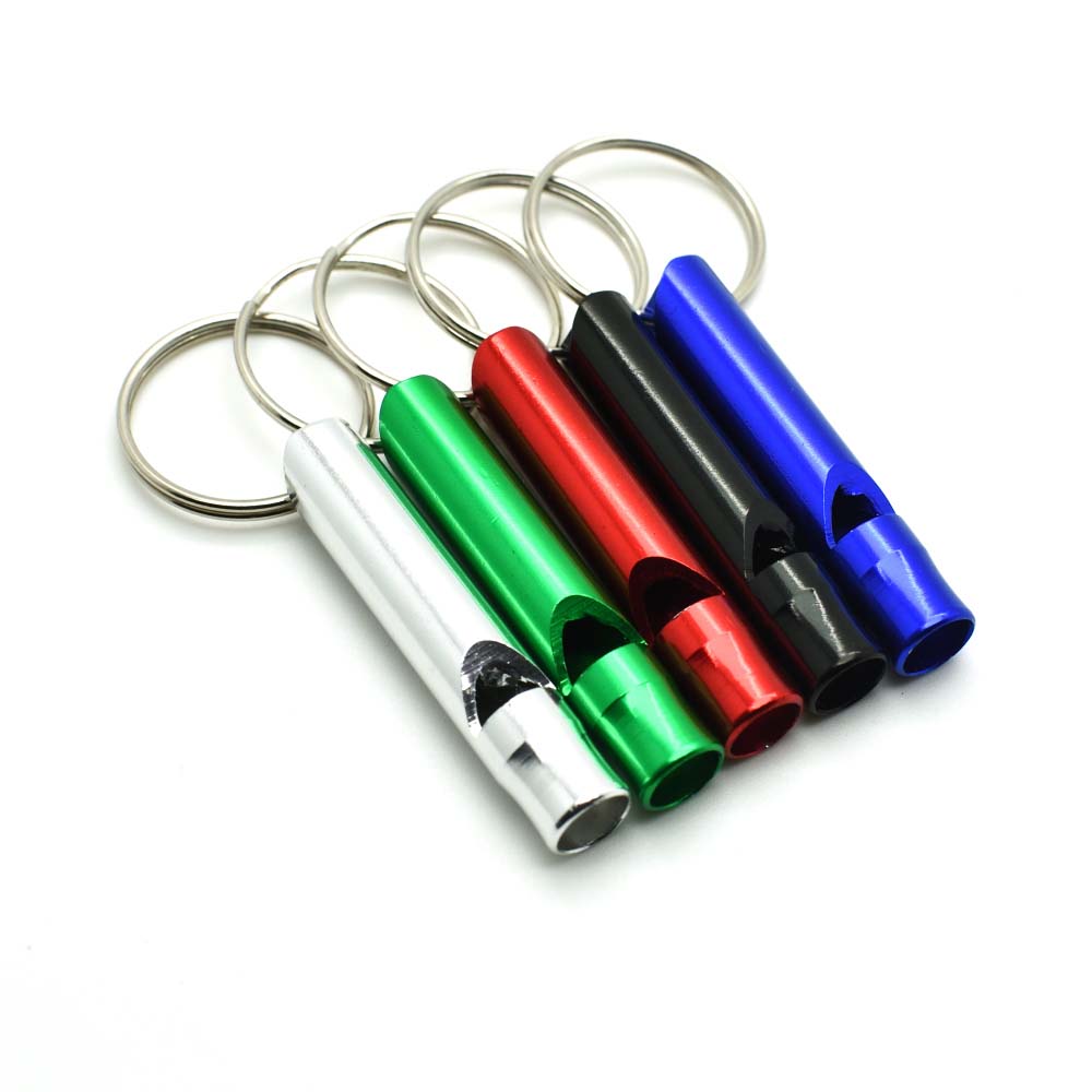 

10pcs lot Aluminium Camping Survival Whistle Key Pendant Stylish Keychain Keyring