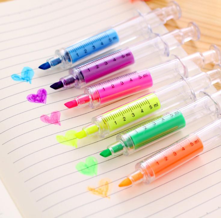 12PCS//set Plastic Syringe Shape Pens Ball Point Pens for Hospital Nurse