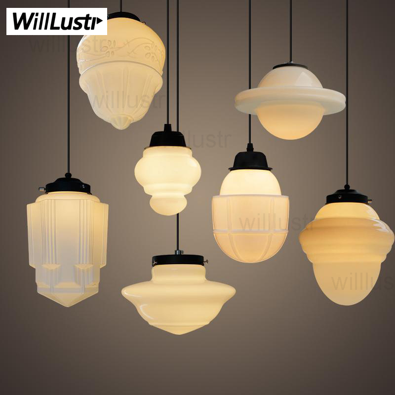 

milk white glass pendant light Art Deco lamp vintage Northern Europe suspension lighting nordic dinning room shop PARISIAN ECOLE