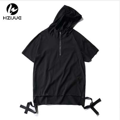 

HZIJUE New Summer Hoodies Fashion Men T shirts Loose Hat Retro High Street clothing top tees male T shirts streetwear
