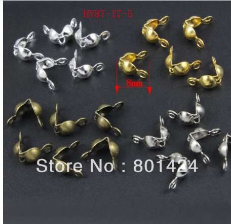 

100pcs 87-17 Sterling Solid Brass Clamshells Knot Covers Finding jewelry findings end beads