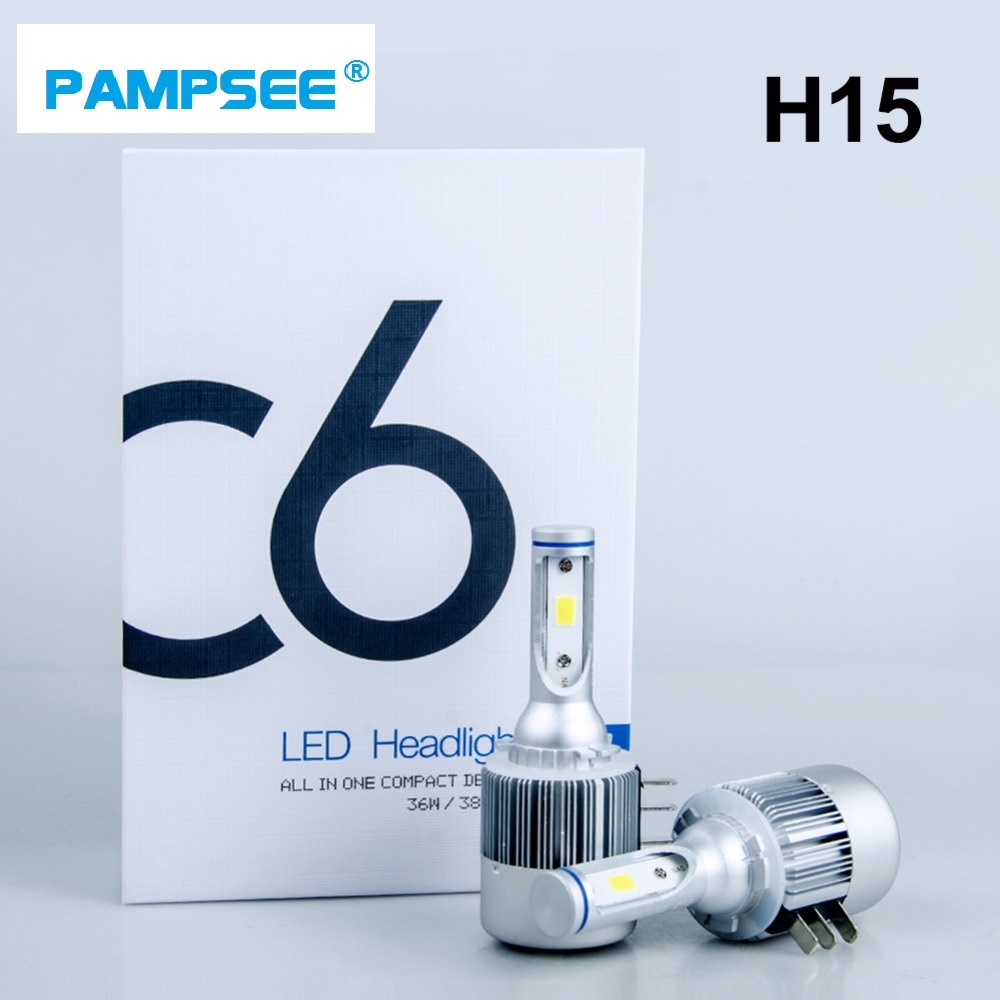 

PAMPSEE 2Pcs H15 Car led bulb Lamp 6000lm Super Bright COB LED Headlight Auto LED Headlamp Replacement Canbus Error Free For Cars Automobile