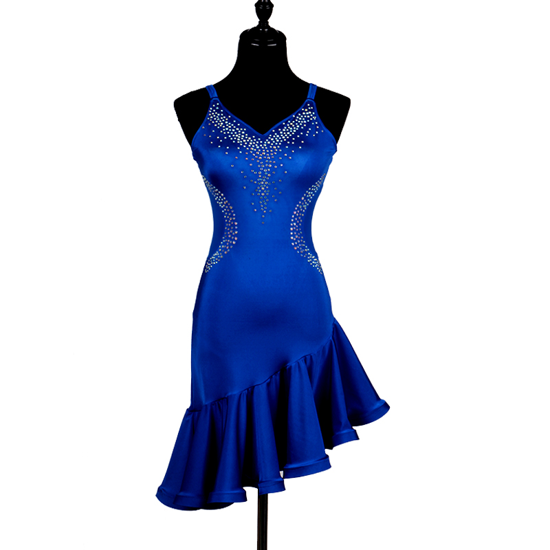 

blue modern dance costumes for women latino dress dance latin rumba dance dresses fringe latin salsa dress women latin dancewear, Dark blue