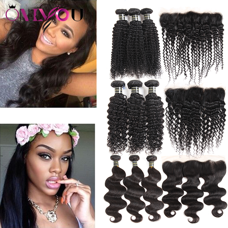 

Hot Peruvian Brazilian Virgin Human Hair Extensions Body Wave Straight Silk Straight Hair Weave lace frontal bundles 3 Bundles with Frontal, Indian virgin hair