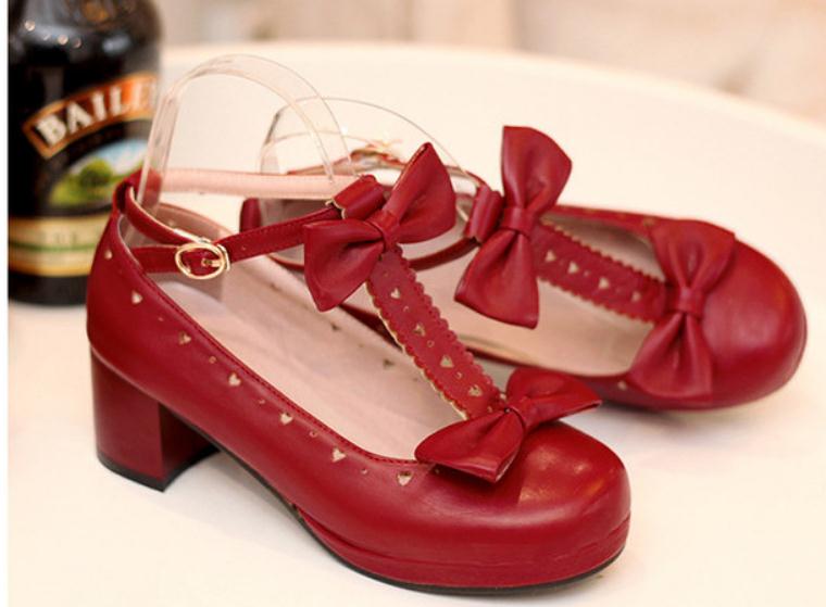 

Free send spring and autumn new style Middle heel shoes Coarse heel bowknot women shoes, Black