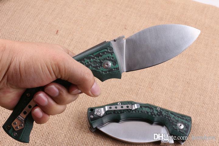 

COLD STEEL dogleg dog leg knife green handle Folding Pocket Camping Survival Knife Xmas knife gift knives 1pcs freeshipping