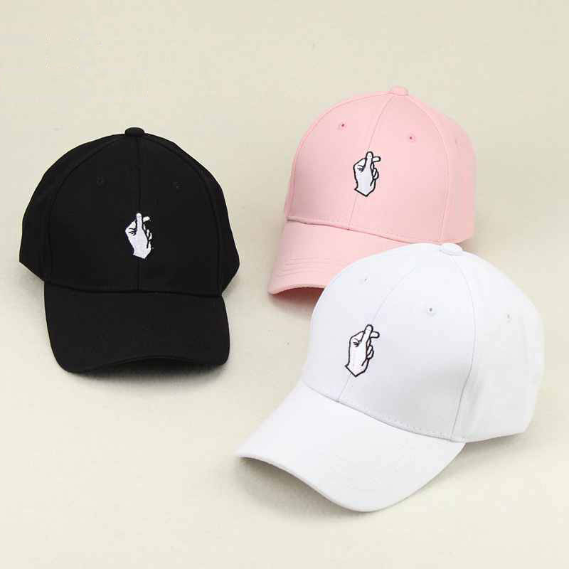 

Love Gestures Finger Embroidery Golf Baseball Cap bone Men Women Snapback Caps Flipper Little Heart Love Sun Truck Hat gorras, Pink